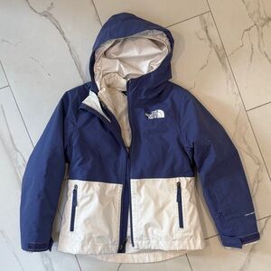 The North Face Purple and Cream Hooded Snow and Ski Jacket